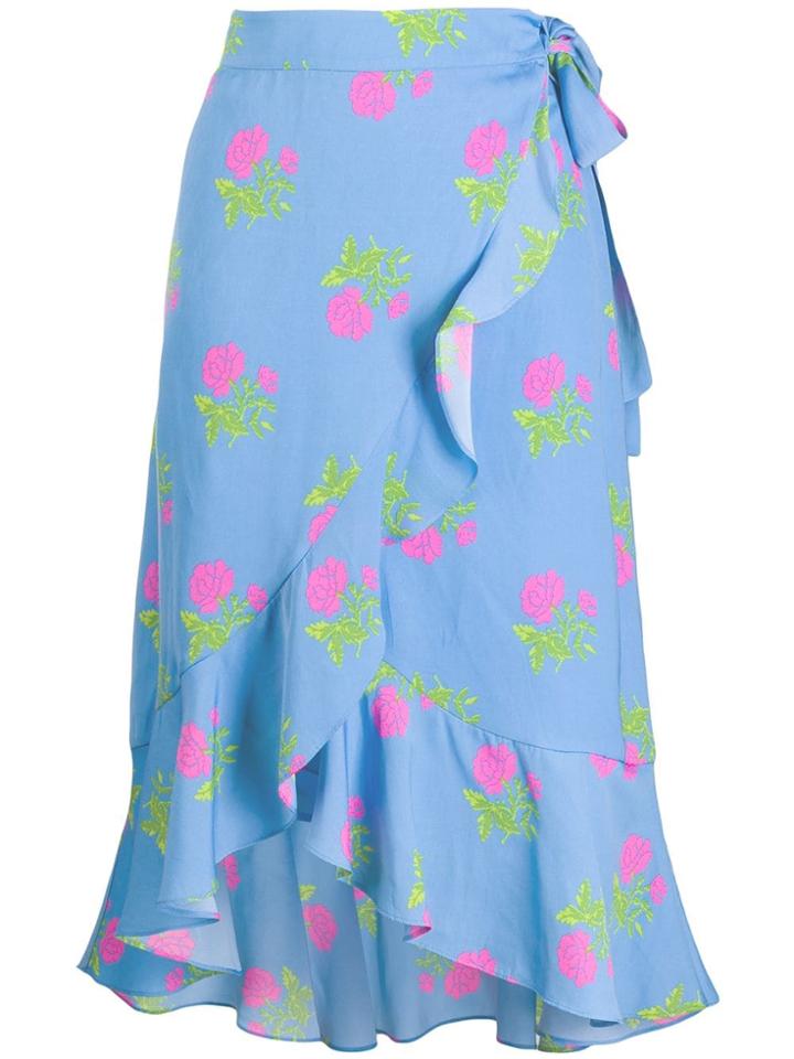 Essentiel Antwerp Floral Print Wrap Skirt - Blue