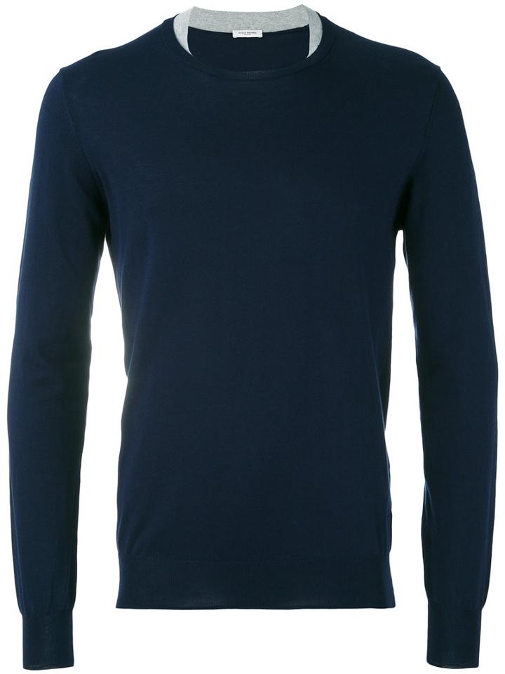 Plain Sweater - Men - Cotton - L, Blue, Cotton, Paolo Pecora