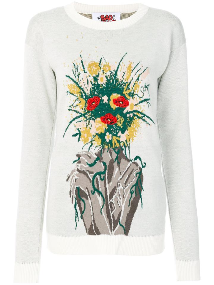 Bad Deal Bouquet Intarsia Jumper - White