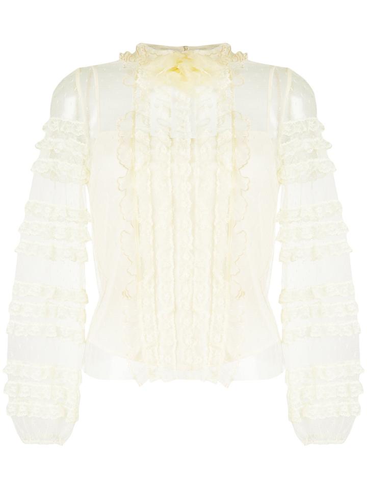 Red Valentino Lace Trim Blouse - Nude & Neutrals