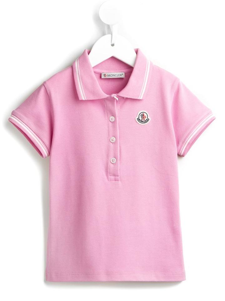 Moncler Kids Striped Trim Polo Shirt, Toddler Girl's, Size: 4 Yrs, Pink/purple