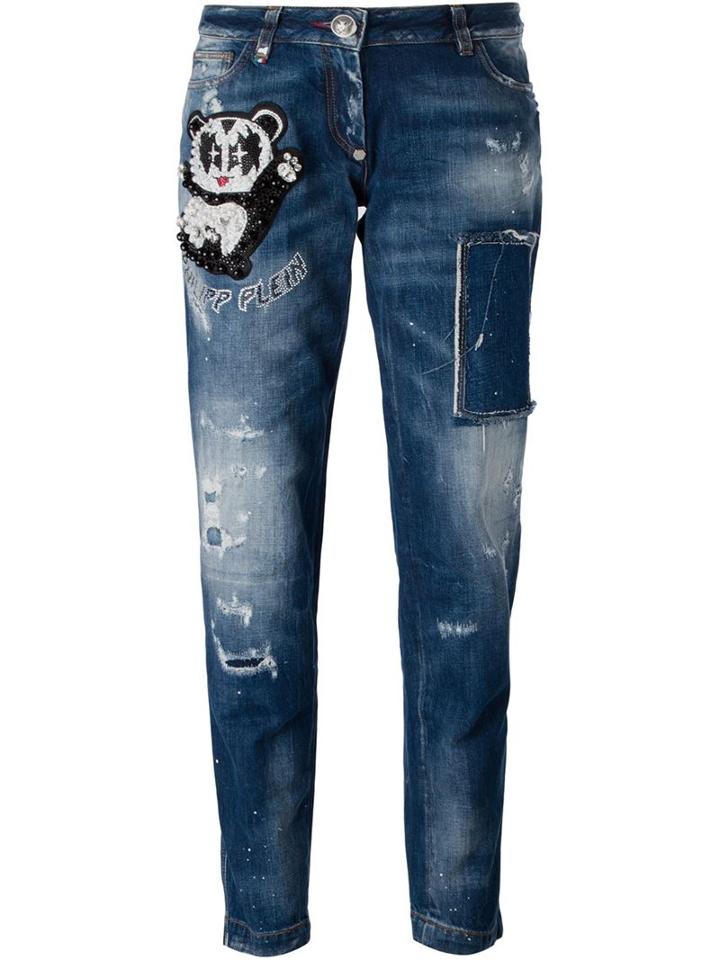 Philipp Plein Split Boyfriend Jeans, Women's, Size: 27, Blue, Cotton