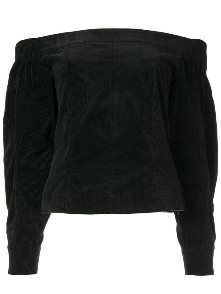 Christian Dada Off The Shoulder Corduroy Blouse - Black