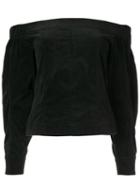 Christian Dada Off The Shoulder Corduroy Blouse - Black