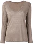 Cruciani - Scoop Neck Long Sleeve Top - Women - Linen/flax - 44, Nude/neutrals, Linen/flax
