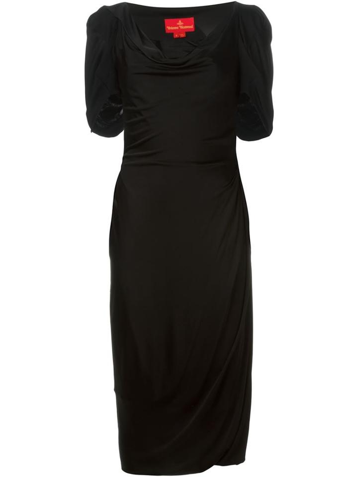 Vivienne Westwood Red Label Draped Midi Dress, Women's, Size: 42, Black, Viscose/polyamide
