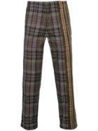 Kolor Two-tone Plaid Print Cropped Trousers - Brown