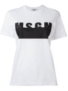 Msgm Logo Print T-shirt, Size: Medium, White, Cotton