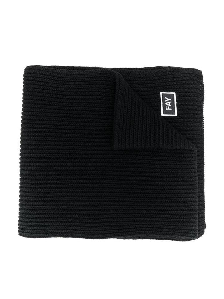Fay Kids Logo Beanie Hat - Black