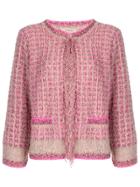 Twin-set Frayed Trim Tweed Jacket - Pink
