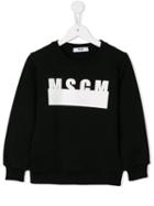 Msgm Kids Logo Print Sweatshirt, Size: 8 Yrs, Black