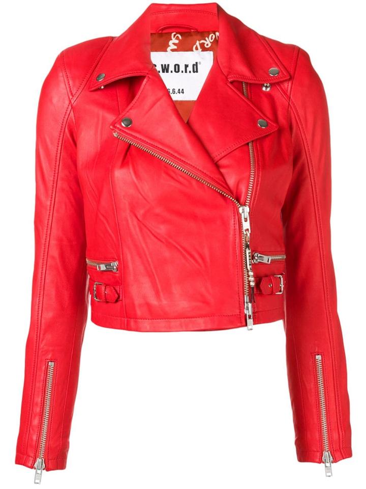 S.w.o.r.d 6.6.44 Cropped Biker Jacket - Red