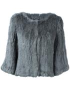 Yves Salomon Cropped Fur Jacket, Women's, Size: 36, Grey, Rabbit Fur