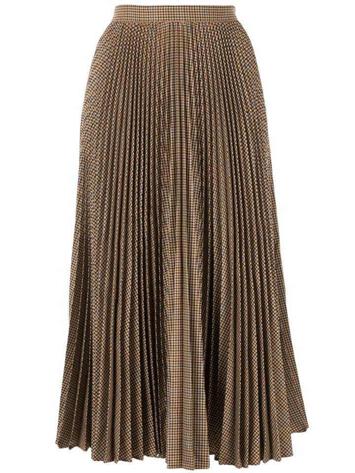 Gucci Houndstooth Check Pleated Skirt - Brown