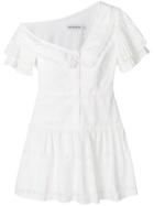 Self-portrait Pleated Broderie-anglaise Dress - White