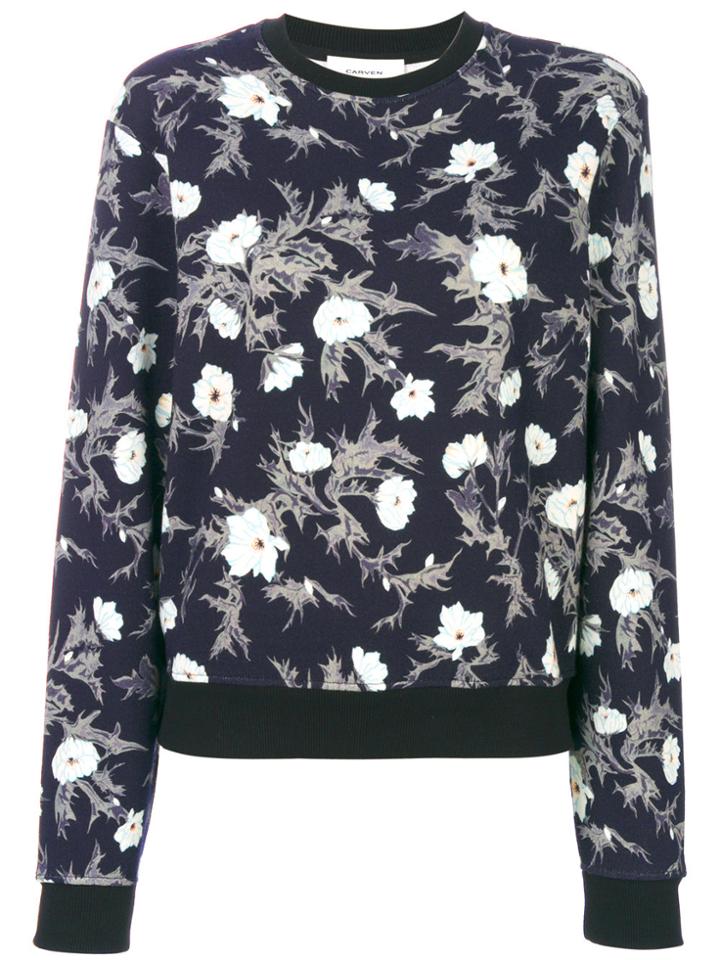 Carven Floral Print Sweatshirt - Blue