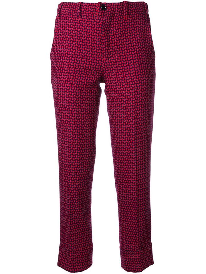 Julien David Dot Print Tailored Trousers, Women's, Size: Xs, Red, Cotton/polyester/wool