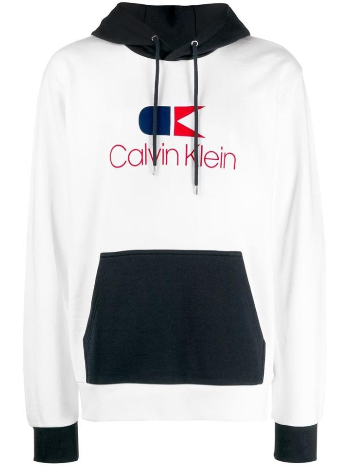 Calvin Klein Jeans Est. 1978 Logo Print Colour Block Hoodie - White