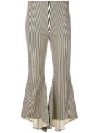 Alice+olivia Striped Asymmetric Cuffed Trousers - Nude & Neutrals