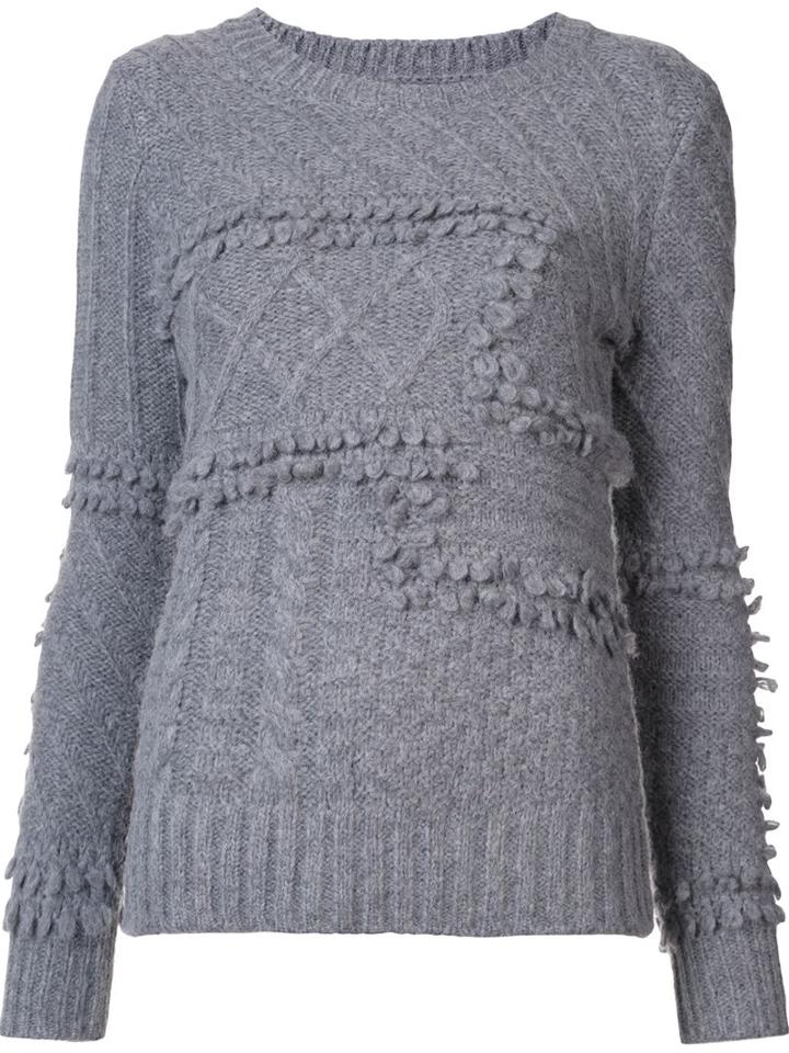 Derek Lam 10 Crosby Round Neck Jumper, Women's, Size: Large, Grey, Nylon/alpaca/merino