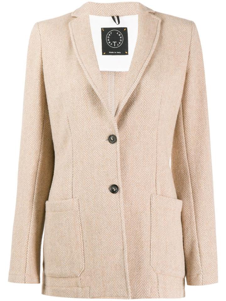T Jacket Single Breasted Blazer - Neutrals