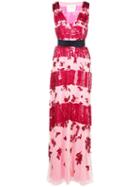 Carolina Herrera Striped Sequin-embroidery Gown - Pink