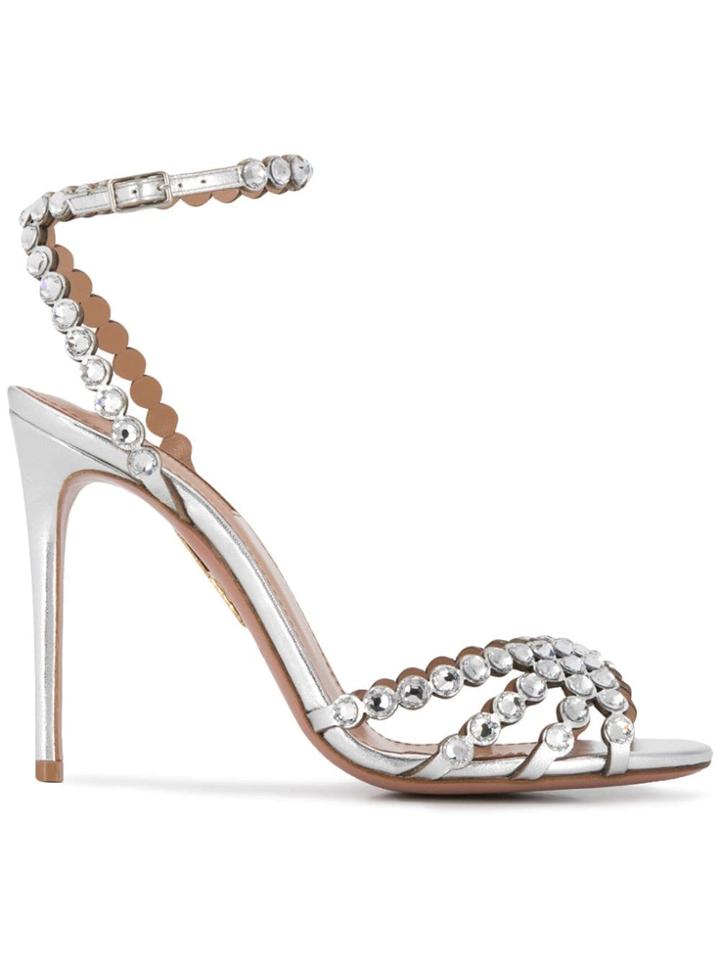 Aquazzura Studio Crystal Embellished Sandals - Silver