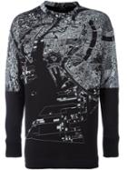 Jil Sander Map Print Sweatshirt, Men's, Size: Small, Black, Cotton