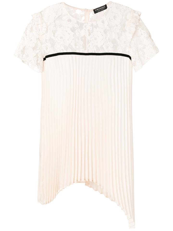 Twin-set Pleated Asymmetric Blouse - Nude & Neutrals