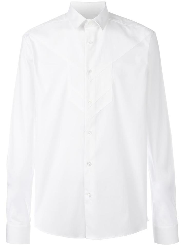 Les Hommes Layered Bib Shirt, Men's, Size: 54, White, Cotton/spandex/elastane