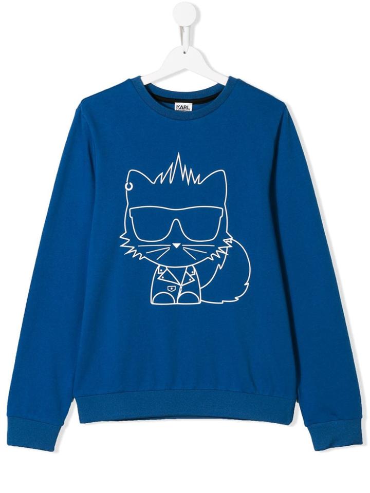 Karl Lagerfeld Kids Cat Motif Sweatshirt - Blue