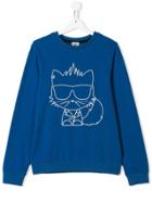 Karl Lagerfeld Kids Cat Motif Sweatshirt - Blue