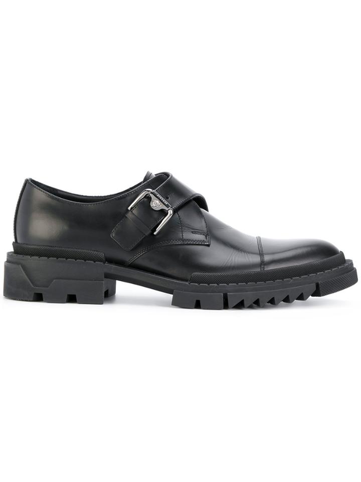 Versace Buckled Monkstrap Shoes - Black