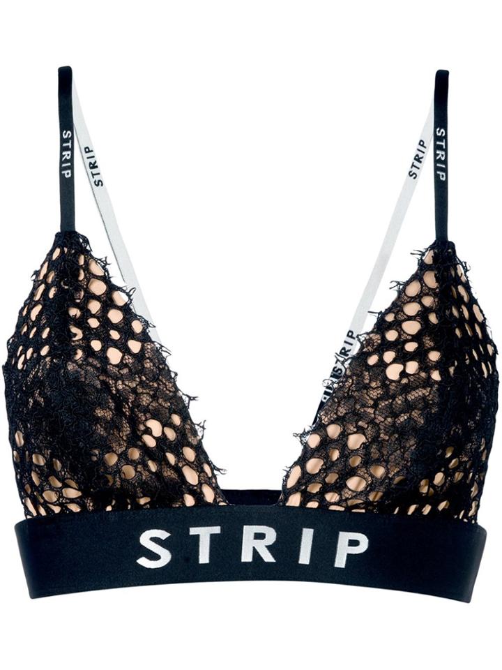 Alexander Wang Stripe Lace Bralet - Black