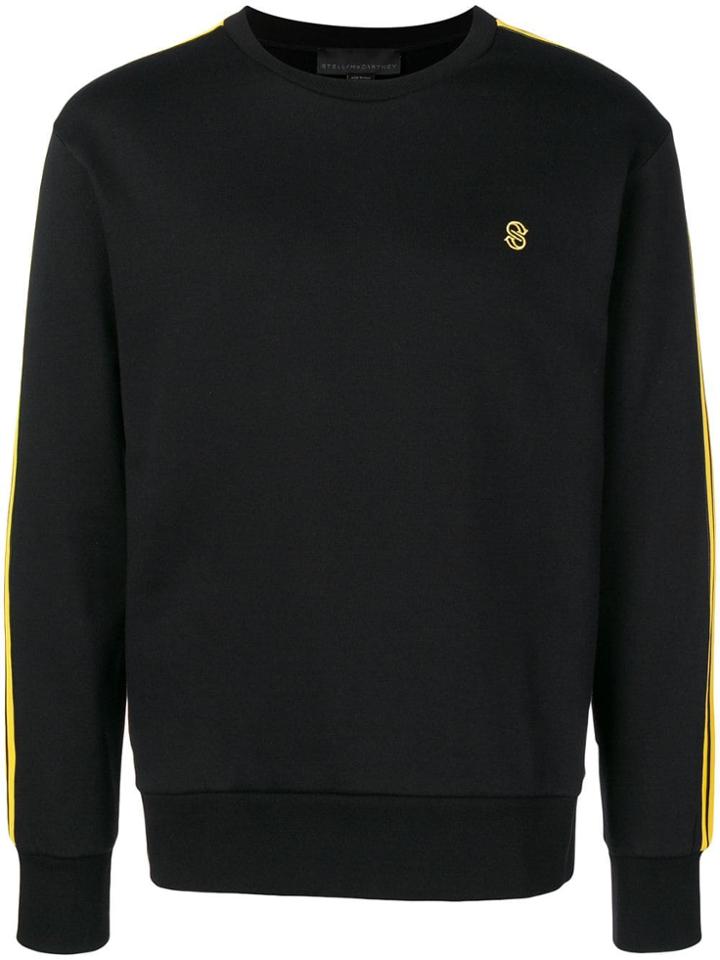 Stella Mccartney Striped-sleeve Crew Neck Sweatshirt - Black