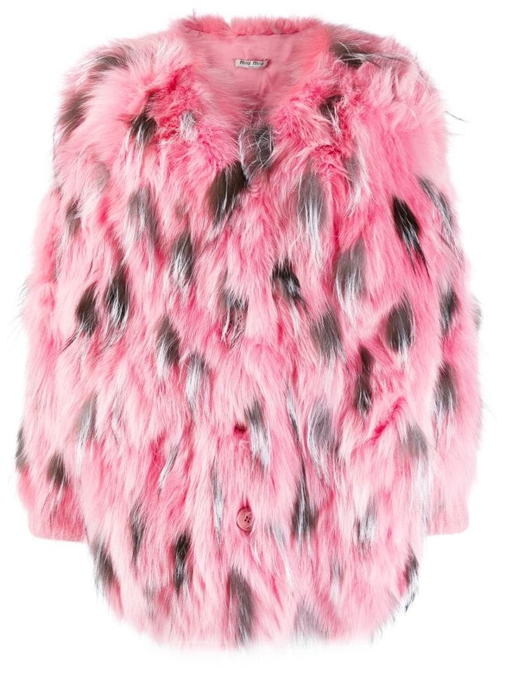 Miu Miu Spotted Goat Fur Coat - Pink