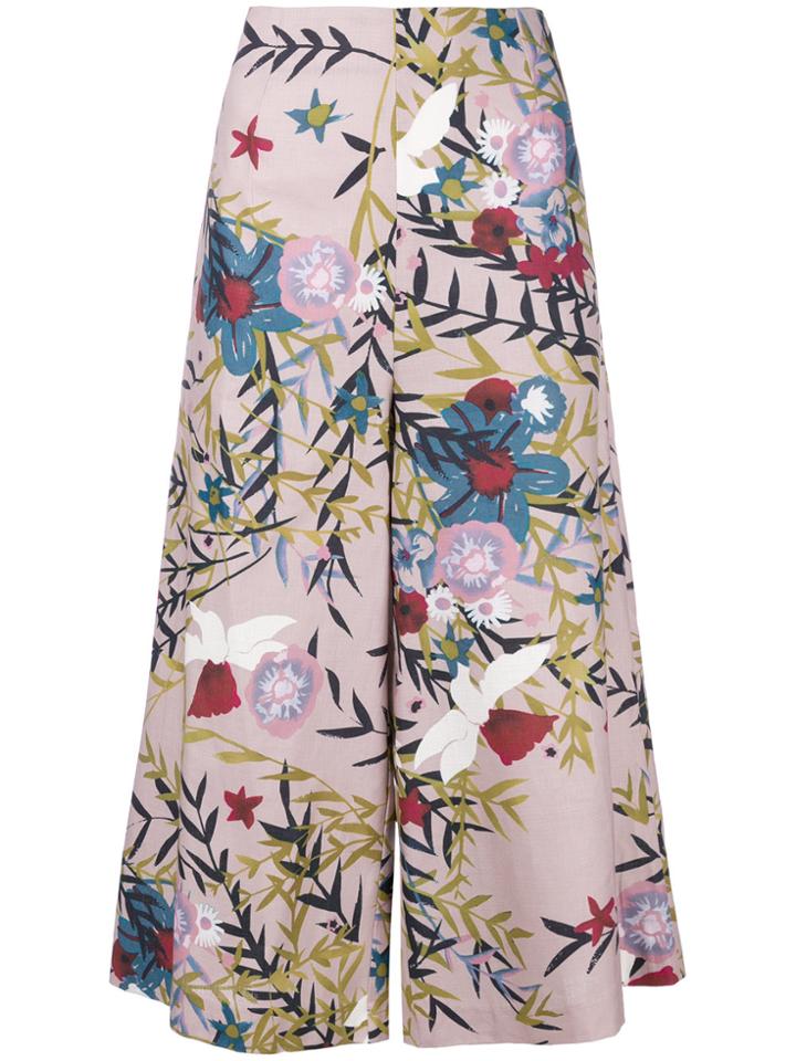 Erika Cavallini Floral Print Palazzo Trousers - Pink & Purple