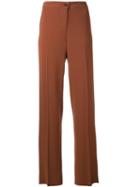 Alberto Biani Wide Leg Trousers, Women's, Size: 40, Brown, Polyester/triacetate