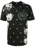 Dolce & Gabbana Rose Print T-shirt, Men's, Size: 54, Black, Cotton