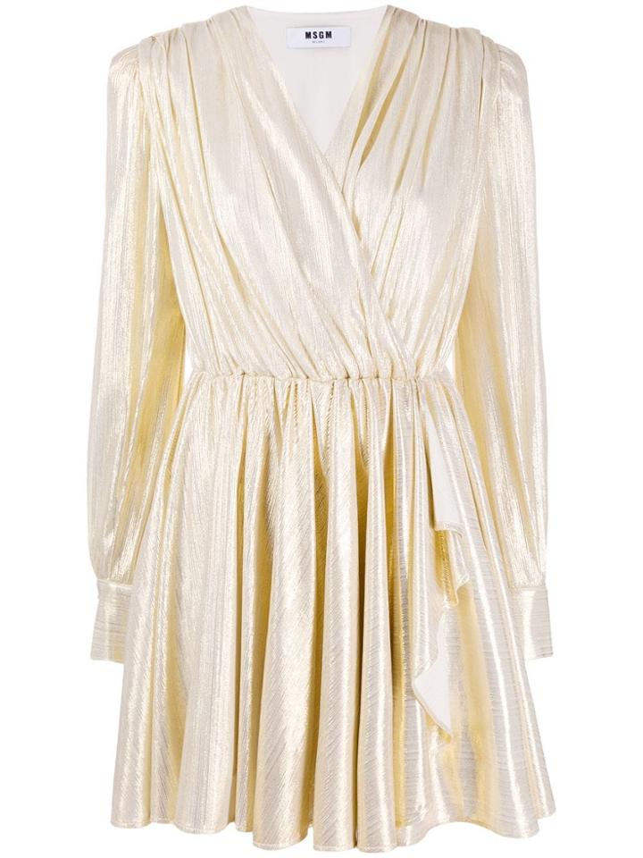 Msgm Metallic Short Dress - Gold