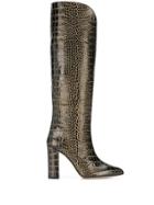 Paris Texas Crocodile Effect Knee-high Boots - Black