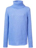 Les Copains Oversized Turtleneck Sweater - Blue