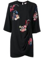 Saint Laurent Floral Embroidered Dress, Women's, Size: 40, Black, Acetate/viscose/silk