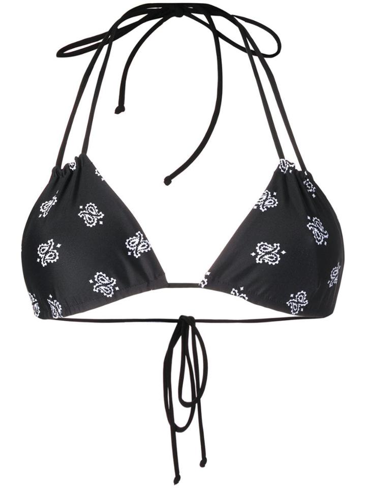 Saint Laurent Paisley Print Bikini Top - Black