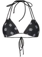 Saint Laurent Paisley Print Bikini Top - Black