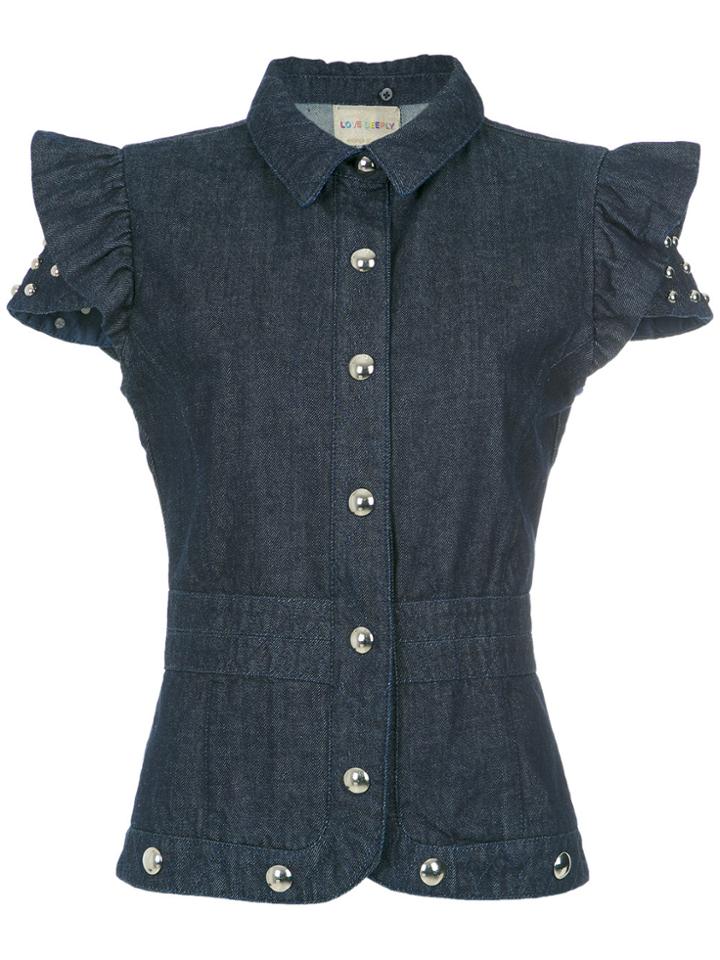 Andrea Bogosian Ruffled Denim Shirt - Blue
