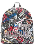 Love Moschino Graffiti Print Backpack - Black