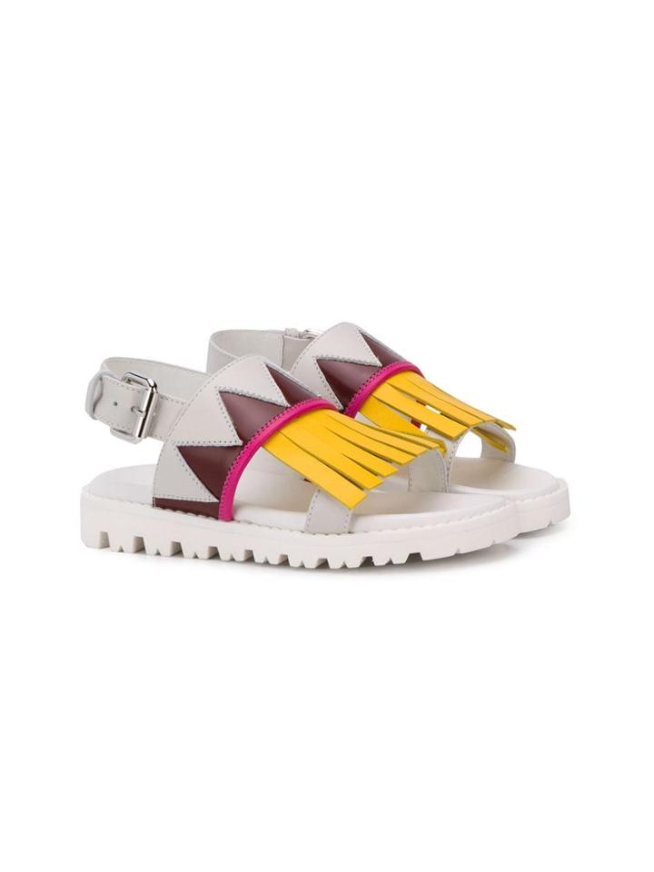 Marni Kids Teen Fringe Design Sandals - White