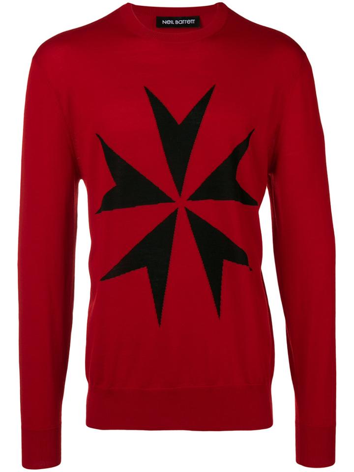 Neil Barrett Military Star Jumper - Red