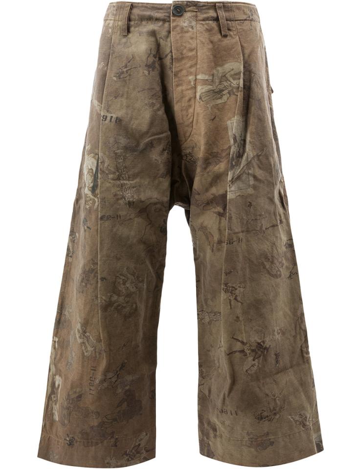 Ziggy Chen Printed Wide-leg Trousers - Brown